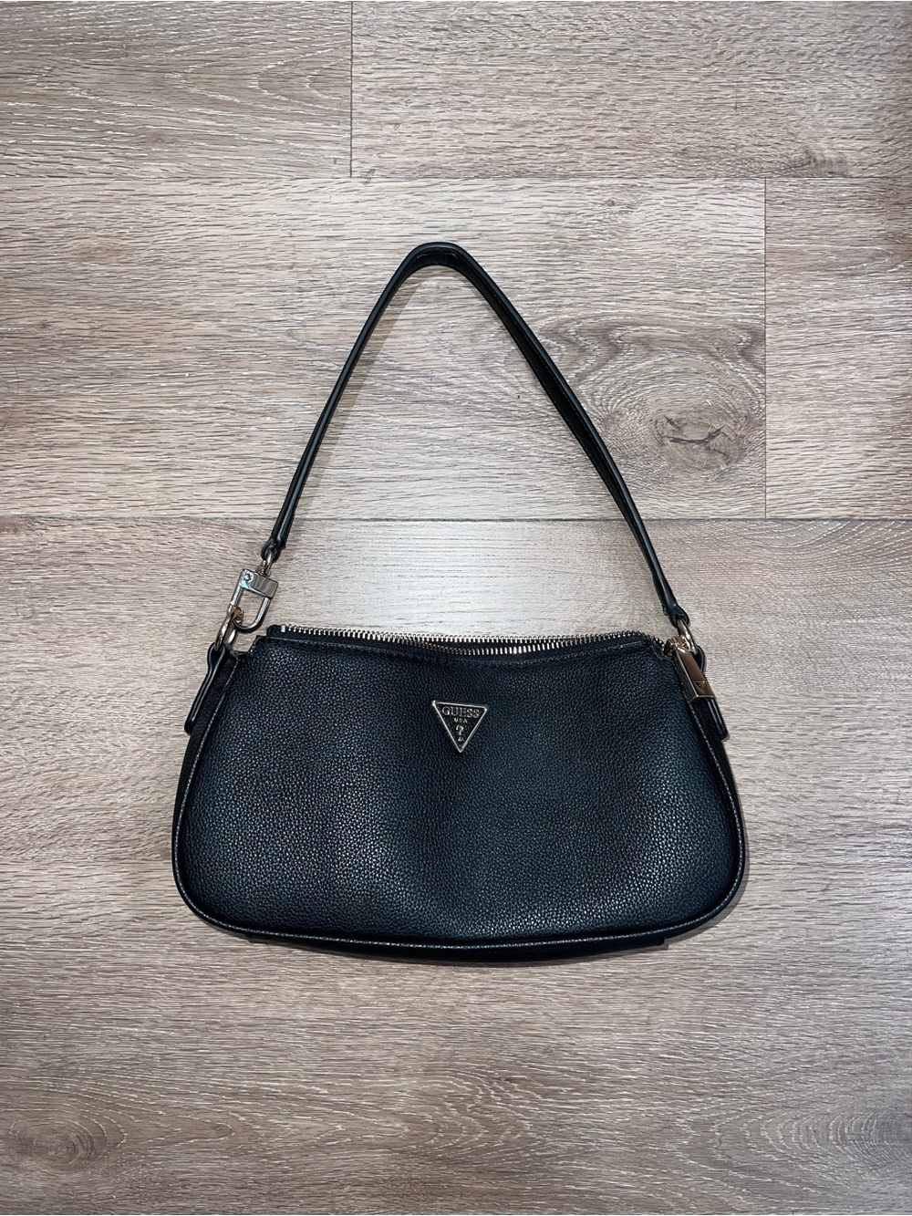 Guess Black Pebbled Leather Shoulder Clutch
